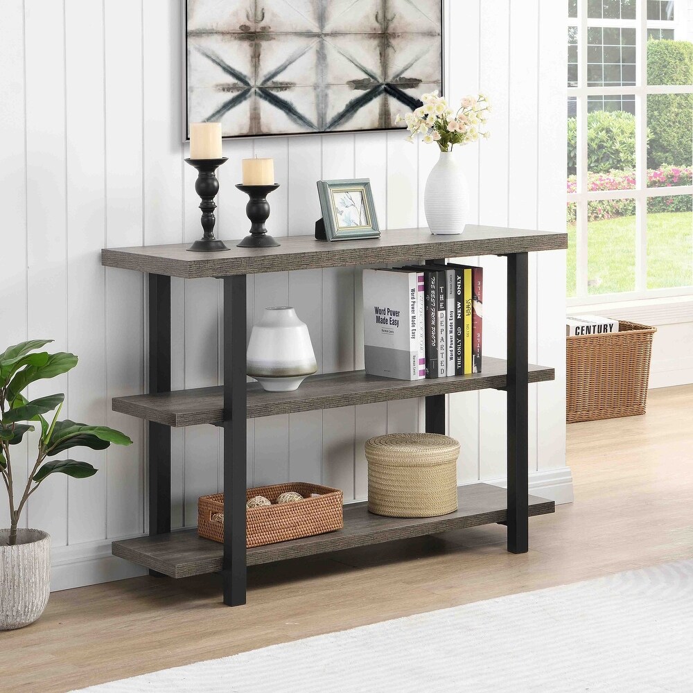 Industrial 3 Tier Sofa Console Table  Wood/Metal