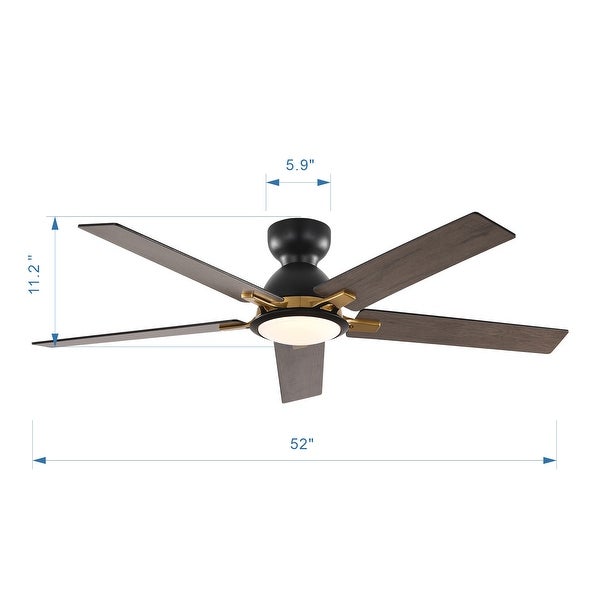 52  inch 5 Blade Flush Mount Ceiling Fan with LED Light Remote - 52 inch Shopping - The Best Deals on Ceiling Fans | 41659440