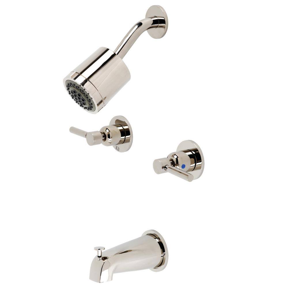 Kingston Brass Concord 2-Handle 2-Spray Tub and Shower Faucet in Polished Nickel (Valve Included) HKBX8146DL