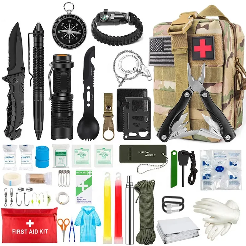 Professional Survival Gear Hunting Tool with Tactical Pouch First Aid Kit For Camping Hiking