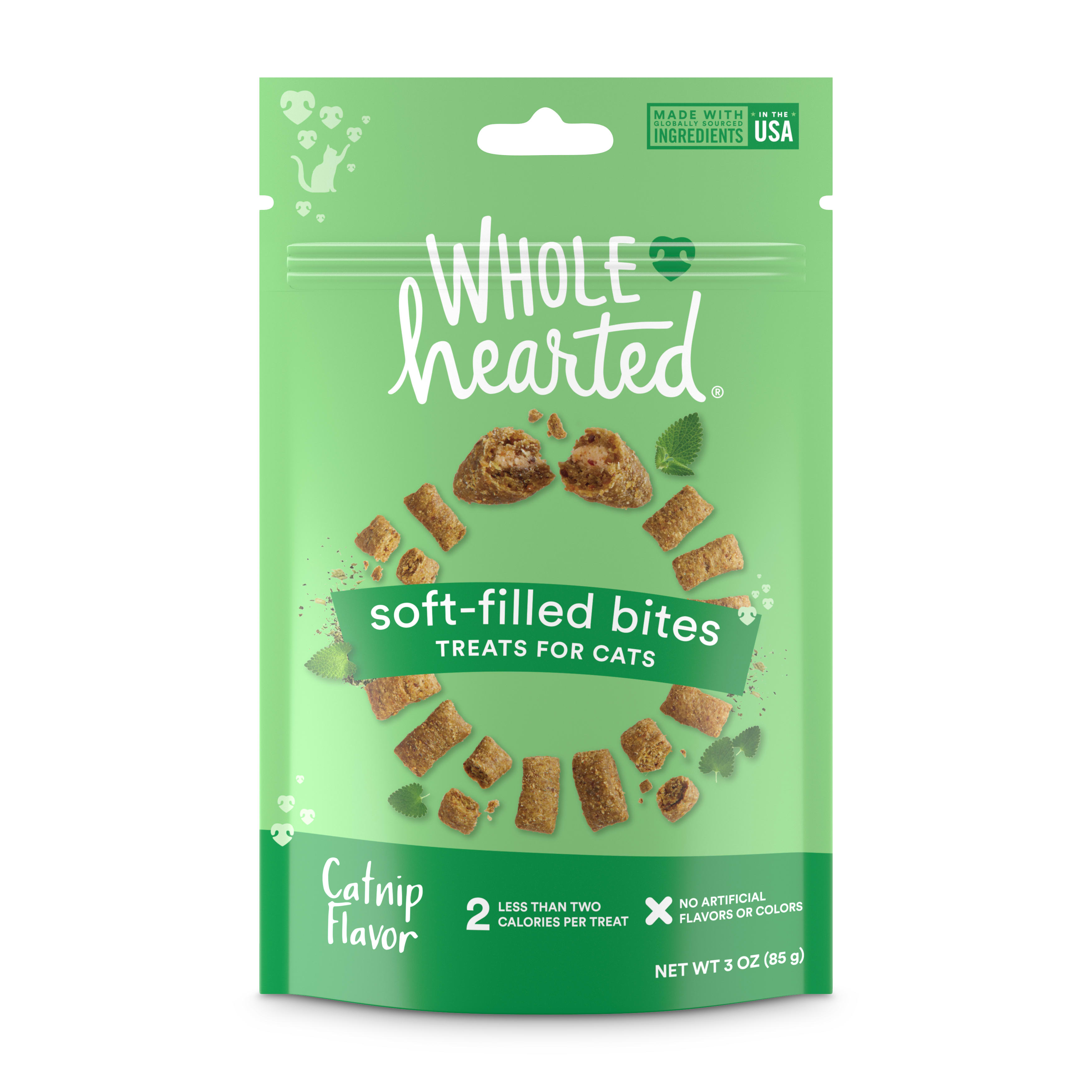 WholeHearted Soft Center Crunchy Catnip Flavor Cat Treats， 3 oz.