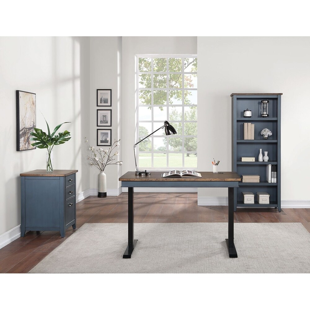 Farmhouse Electric Sit/Stand Desk  Height Adjustable Table  Blue