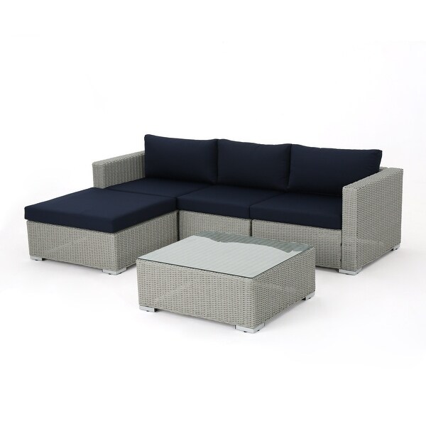 Santa Rosa Outdoor 5piece Wicker Seating Sectional Set with Cushions by Christopher Knight Home