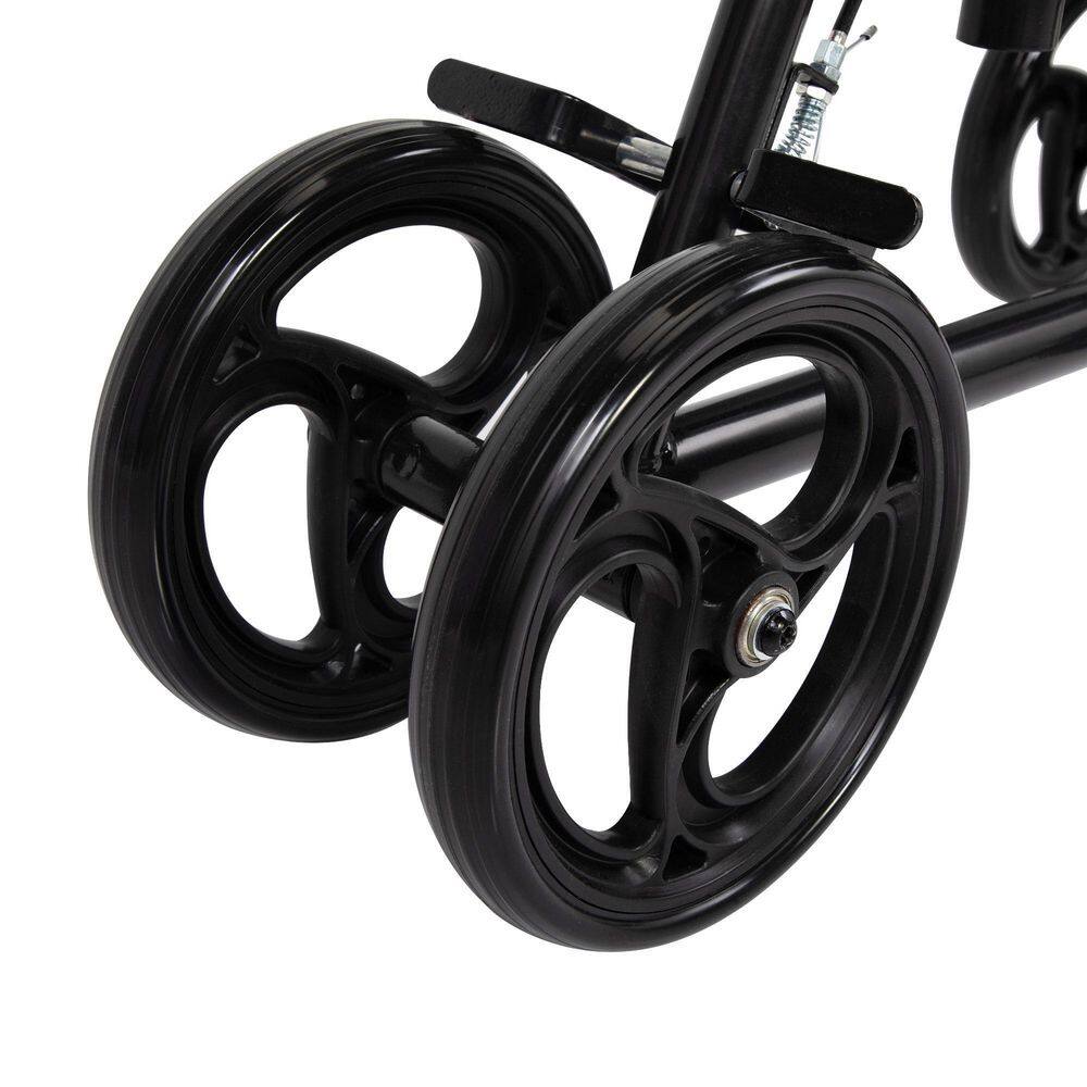 Tatayosi Black Folding Knee Scooter Steerable Leg Walker in Iron with Bag and Dual Braking System J-H-W104146405