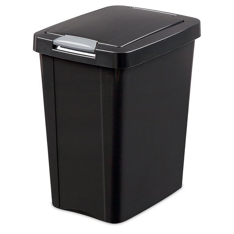 Sterilite 7.5 Gallon TouchTop Wastebasket with Titanium Latch， Black (12 Pack)