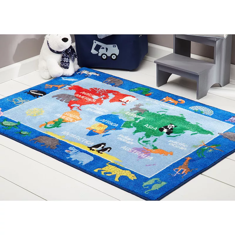 Eric Carle Elementary World Map Kids Area Rug