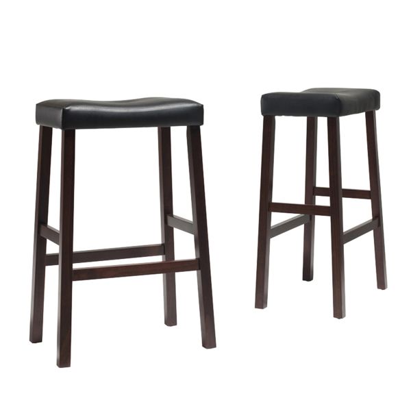 Upholstered Saddle Seat 2Pc Bar Stool Set