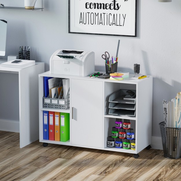 Vinsetto Multipurpose Filing Cabinet Printer Stand With An Interior Cabinet 2 Shelves amp Printers scanner Area