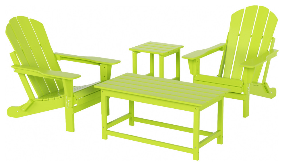 WestinTrends 4PC Outdoor Patio Adirondack Chairs w/ Side and Coffee Table Set   Contemporary   Outdoor Lounge Sets   by WestinTrends  Houzz