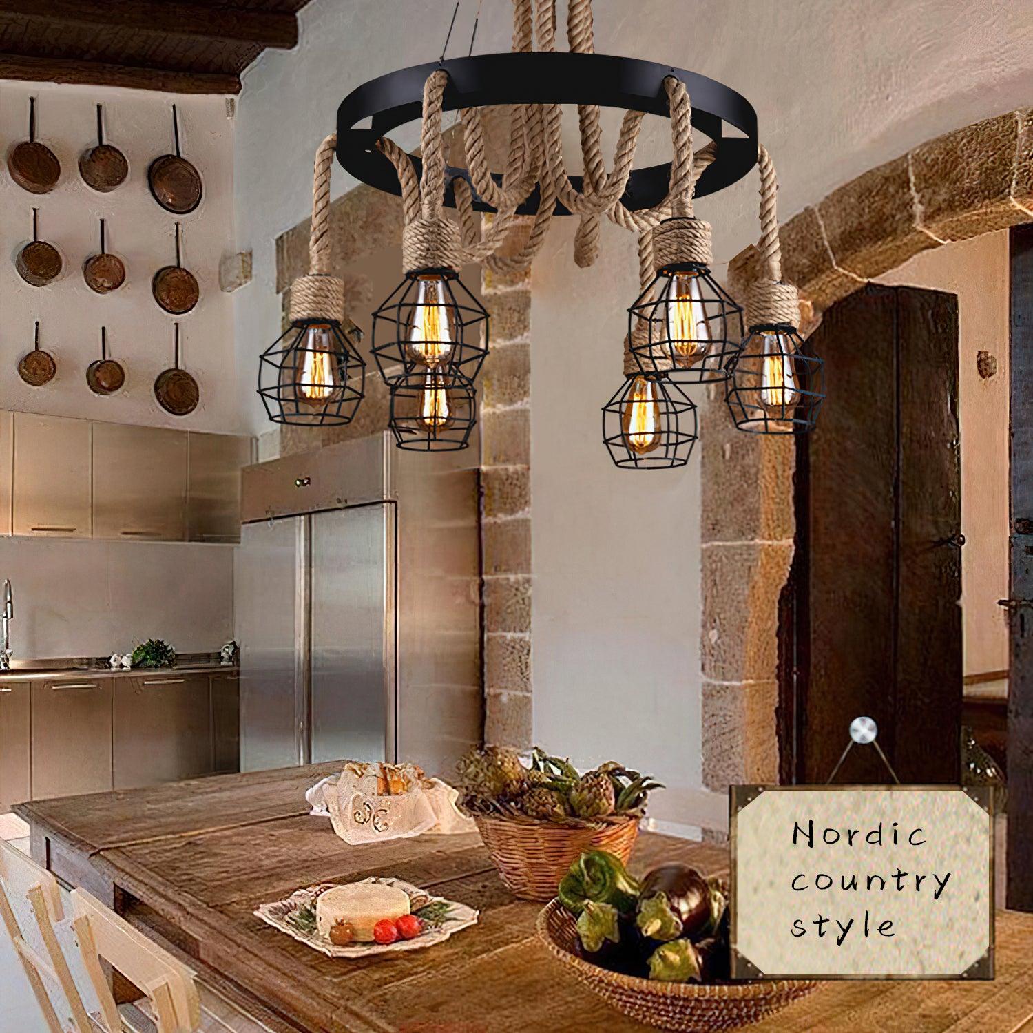 Hemp Rope Industrial Starfall Chandelier