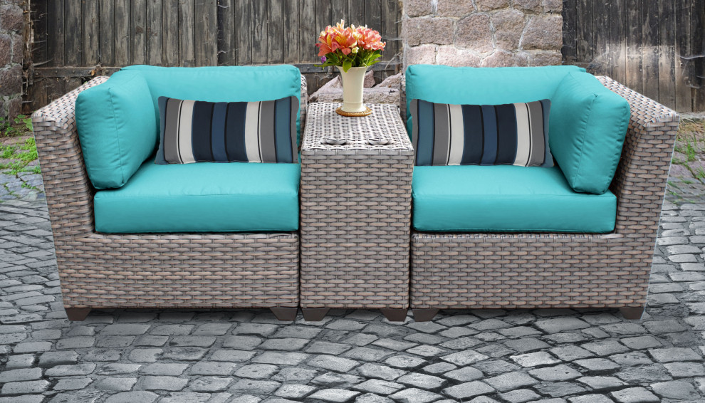 Florence 3 Piece Outdoor Wicker Patio Furniture Set 03b   Tropical   Outdoor Lounge Sets   by Fratantoni Lifestyles  Houzz