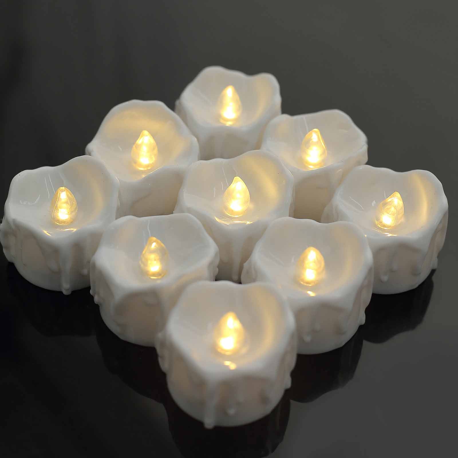 12 Pack Warm White Flameless LED Tealight Luminaria Candles, Realistic Wax Design Battery Operated Candles 1.5