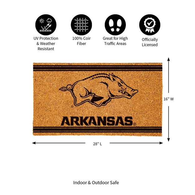 Evergreen University Of Arkansas Logo Turf Mat Brown 28 X 16 Inches Indoor Outdoor Doormat