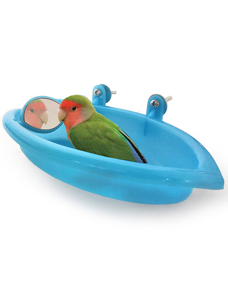 Hapeisy Pet Cage Little Parrot Food Box With Mirror Parakeet Birdbath Hanging Indoor Birds Supplies Household Products Bird Bath