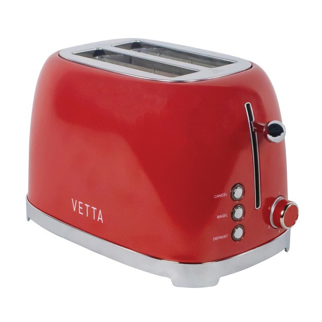 Vetta 2 slice Extra wide slot Retro Toaster Stainless Steel red