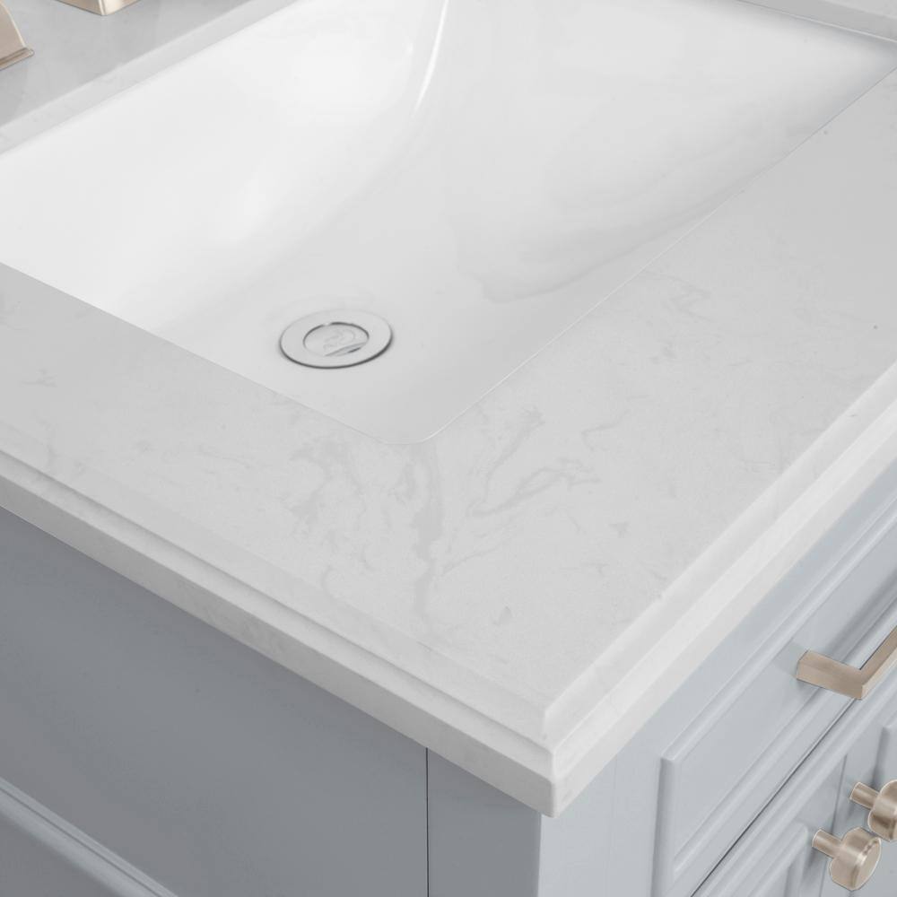 Home Decorators Collection Melpark 60 in. W x 22.3 in. D x 34.5 in. H Freestanding Bath Vanity in Dove Gray with White Cultured Marble Top Melpark 60G