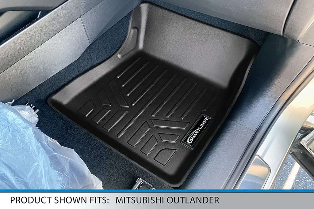 Smartliner SA0561-B0561 Custom Fit Floor Mats 2 Row Liner Set for 2022-2023 Mitsubishi Outlanderand#44; Black