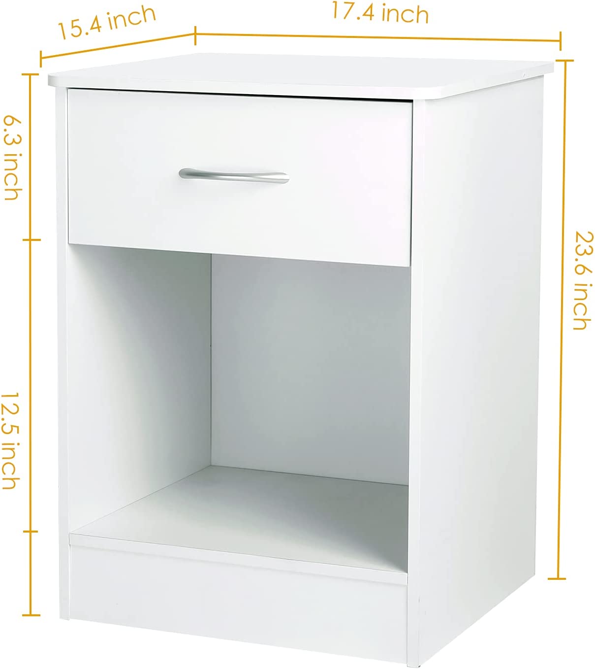 Nightstand with Drawer Bedside Table File Cabinet Storage with Sliding Drawer and Shelf