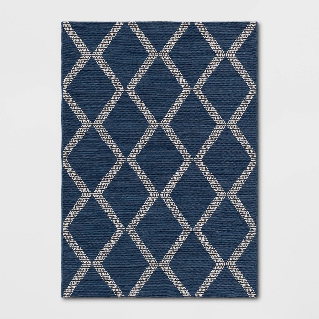 Mattias Diamond Rectangular Woven Outdoor Area Rug Blue Denim Designed With Studio Mcgee