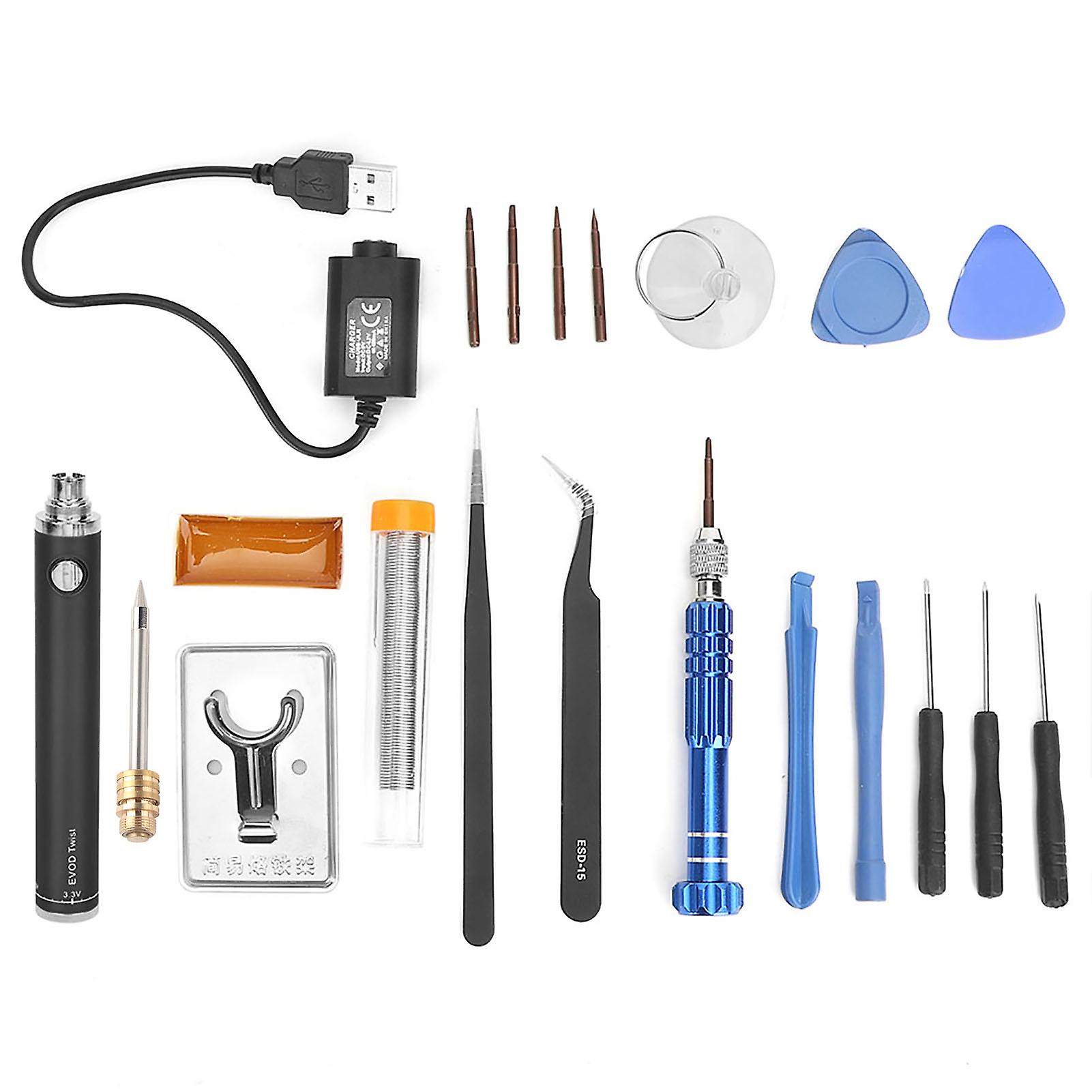 Usb Charging Soldering Iron Set Portable Cordless Electric Solder Iron Pen Welding Toolblack