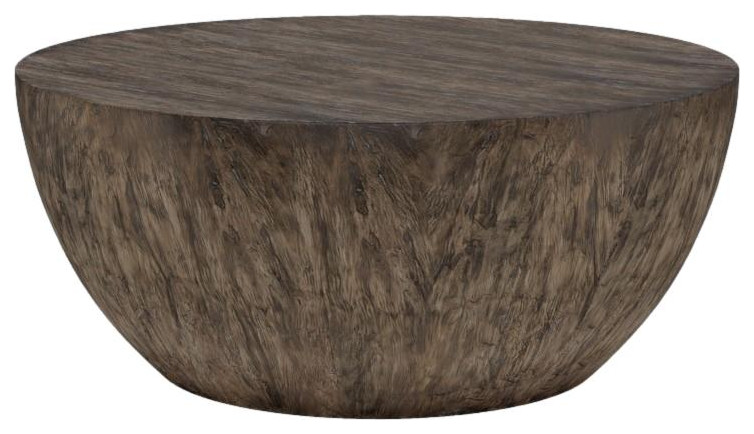 Minimalist Large Round Wood Coffee Table Modern Geometric Block Walnut Gray   Rustic   Coffee Tables   by My Swanky Home  Houzz