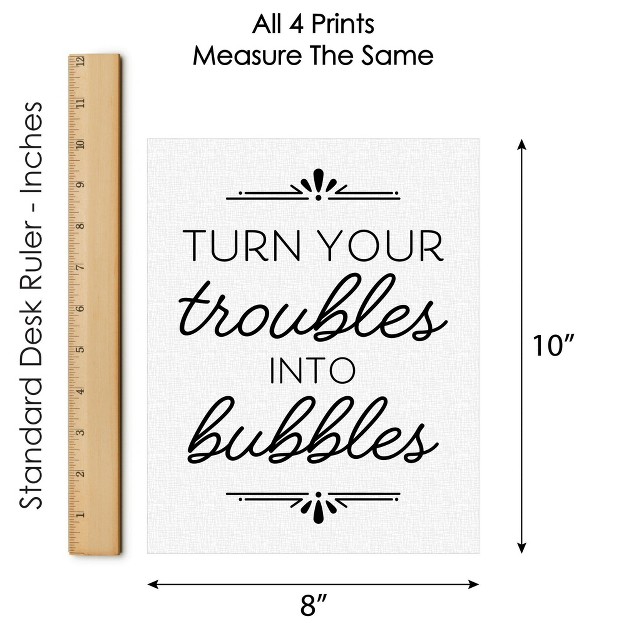 Big Dot Of Happiness Turn Your Troubles Into Bubbles Unframed Bathroom Linen Paper Wall Art Set Of 4 Artisms 8 X 10 Inches Black And White