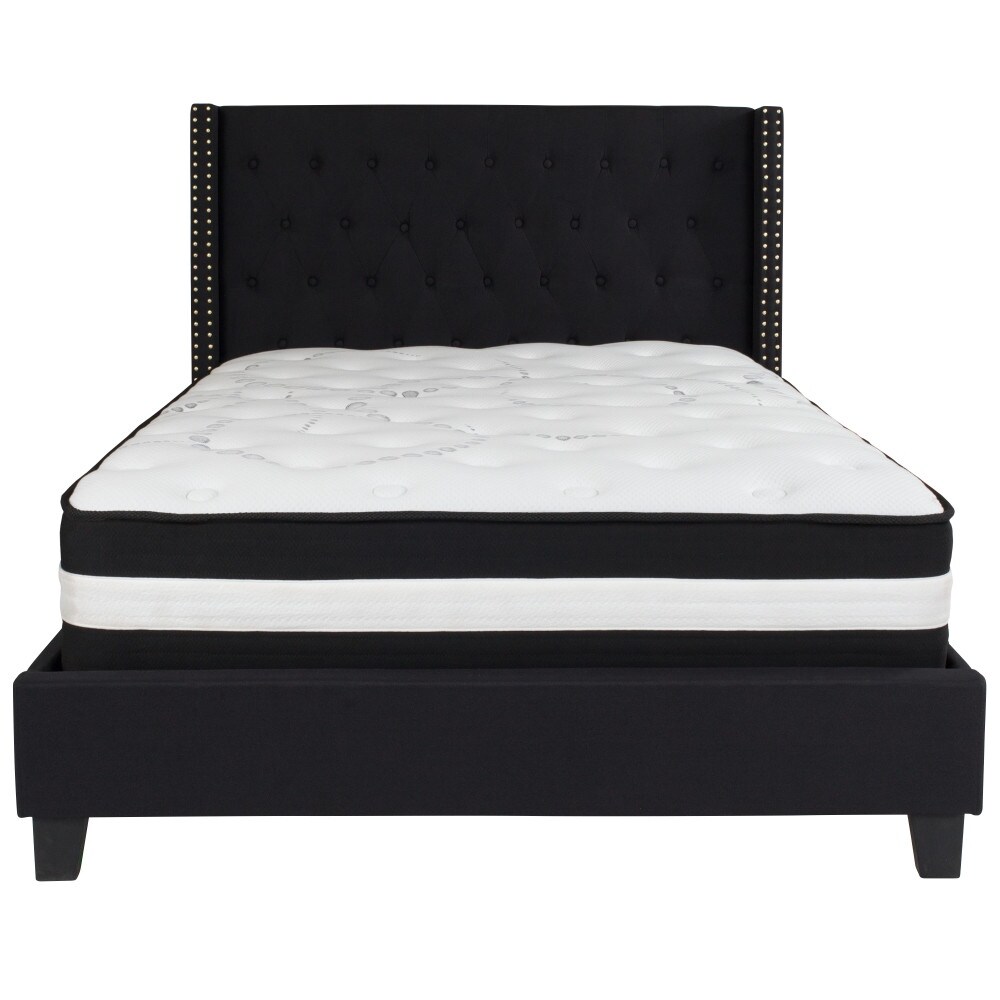 Tufted Upholstered Platform Bed with Pocket Spring Mattress