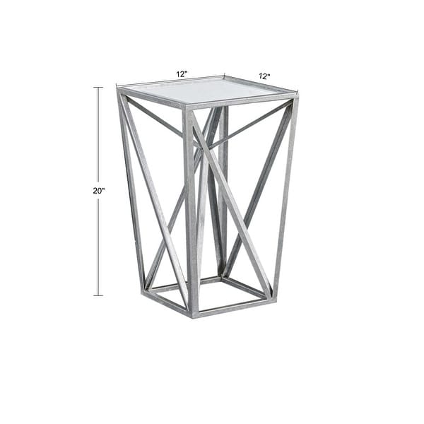 Silver Orchid Allison Silver Angular Mirror Accent Table