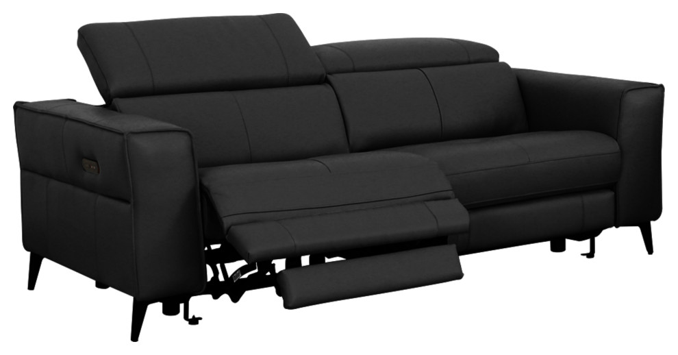 Divani Casa Nella Modern Black Leather 3 Seater Sofa With Electric Recliners   Midcentury   Sofas   by Vig Furniture Inc.  Houzz