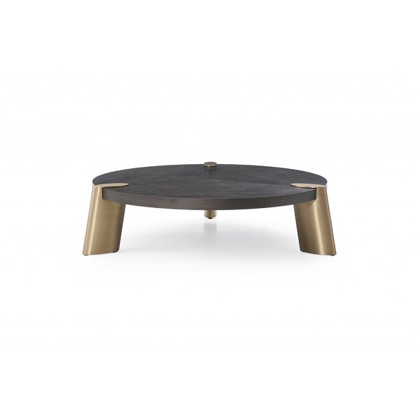 48 X 48 X 13 Wenge Veneer Stainless Steel Coffee Table - 48' X 48' X 13'