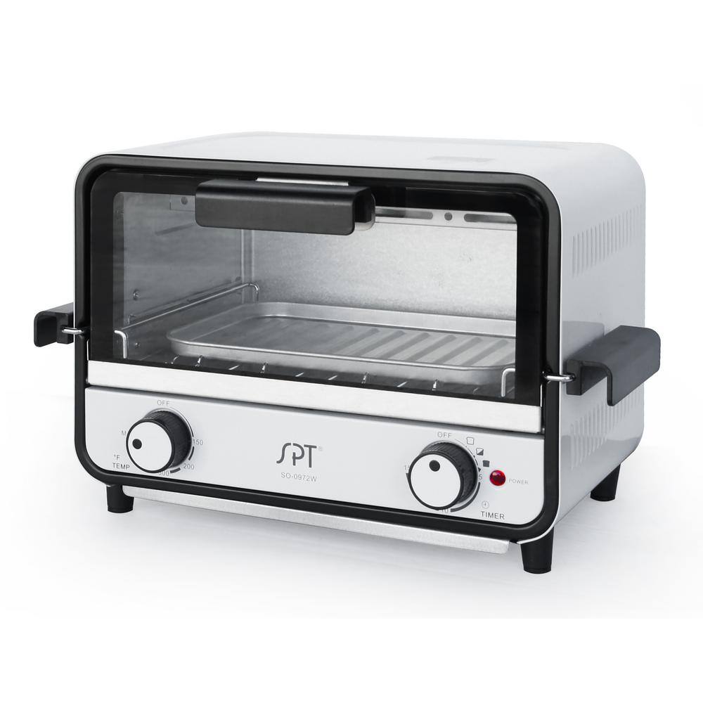 SPT 800-Watt 2-Slice White Toaster Oven with Easy Grasp and Timer SO-0972WB