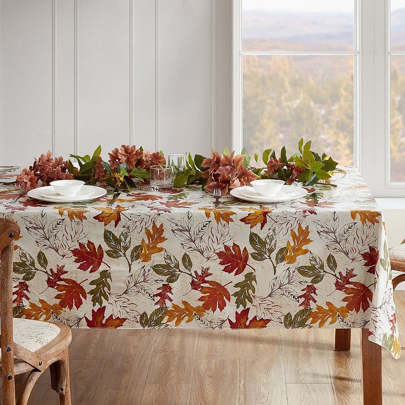 Elrene Home Fashions Vintage Leaves Vinyl Rectangle Tablecloth