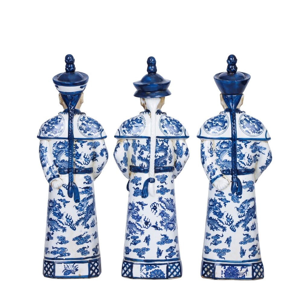 Blue And White Qing Emperors of 3 Generations Large   Set