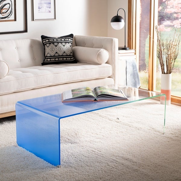 SAFAVIEH Crysta Ombre Glass Coffee Table-Clear / Blue - 47.2