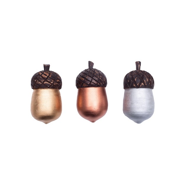 Gallerie Ii Wooden Acorn Ornament Set Of 3