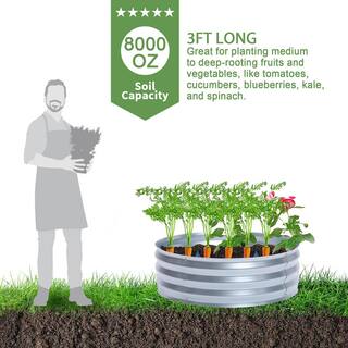 LuxenHome 36 in. Galvanized Metal Round Raised Garden Bed WHPL1270