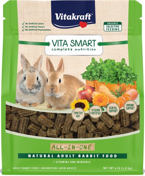 Vitakraft Vita Smart All-In-One Timothy Hay Adult Rabbit Food， 4-lb bag