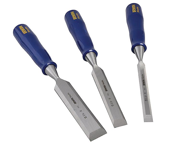 IRWIN Marples M444 Bevel Edge Chisel Blue Chip Handle Set of 3 MAR444S3