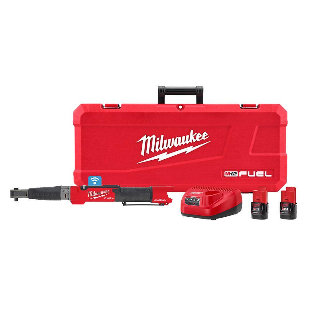 MW M12 FUEL ONE-KEY 12-Volt Lithium-Ion Brushless Cordless 38 in. Digital Torque Wrench Kit with Two 2.0 Ah Batteries 2465-22