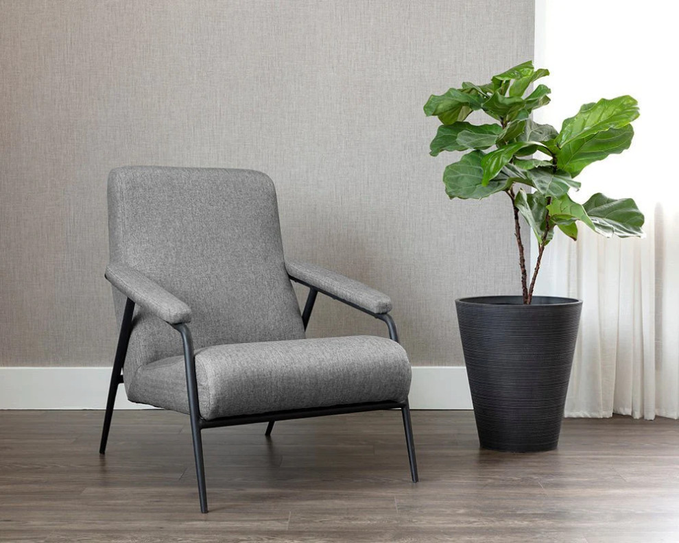 Barto Lounge Chair  Salt And Pepper Tweed   Midcentury   Armchairs And Accent Chairs   by Peachtree Fine Furniture  Houzz