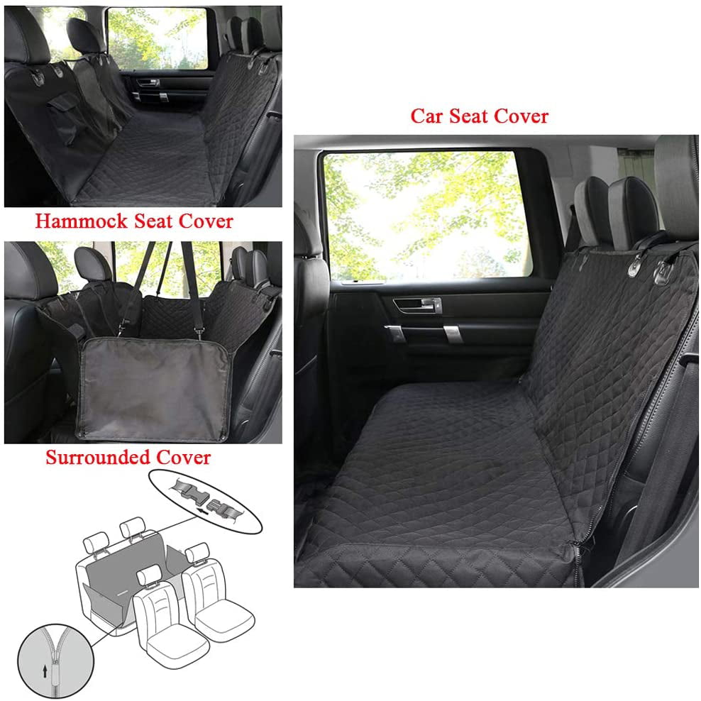 Dog Car Seat Covers with Mesh Window， Waterproof Dog Cover Back Seat， Scratchproof Dog Car Hammock Dogs Protection Cover for Cars SUVs and Trucks