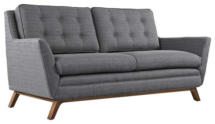 Modway Beguile Upholstered Fabric and Wood Living Room Set in Gray (Set of 3)   Midcentury   Living Room Furniture Sets   by Homesquare  Houzz