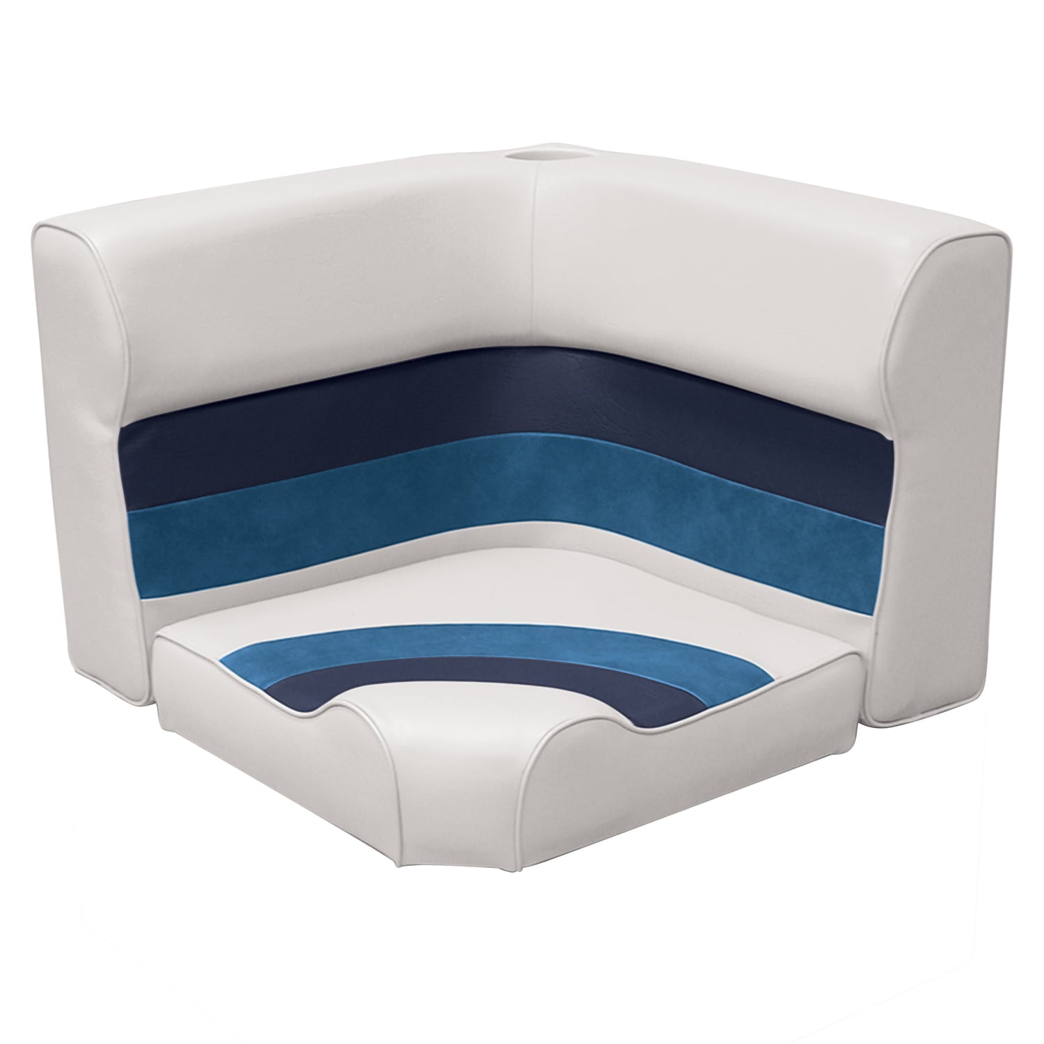 Wise 8WD133-1008 Deluxe Series Pontoon Radius Corner Lounge Seat and Backrest Cushion Set， White/Navy/Blue