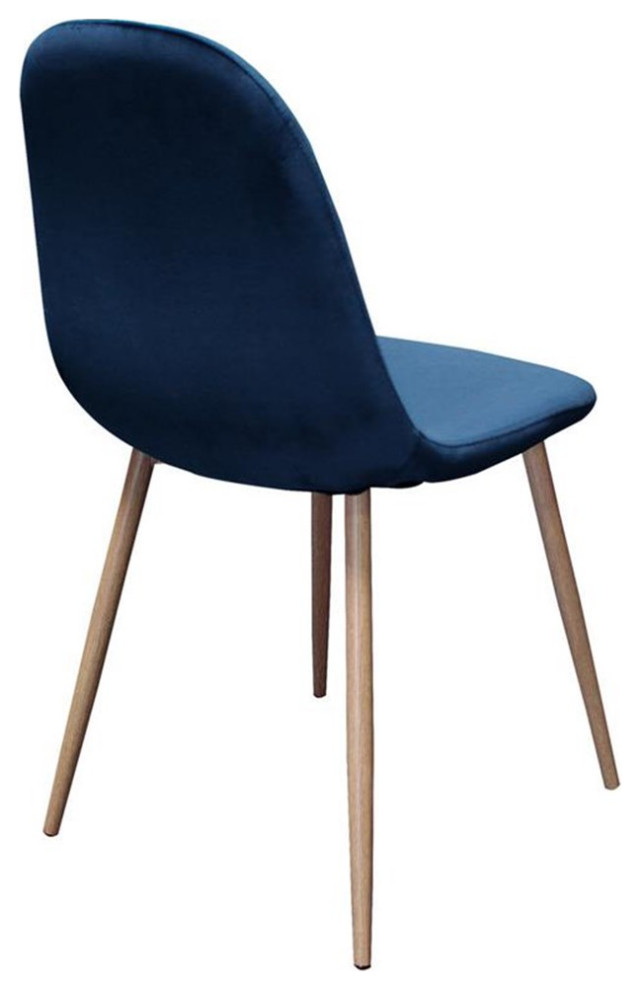 Bowery Hill 19  x27 x27Mid Century Velvet Dining Side Chair in Blue (Set of 4)   Midcentury   Dining Chairs   by Homesquare  Houzz