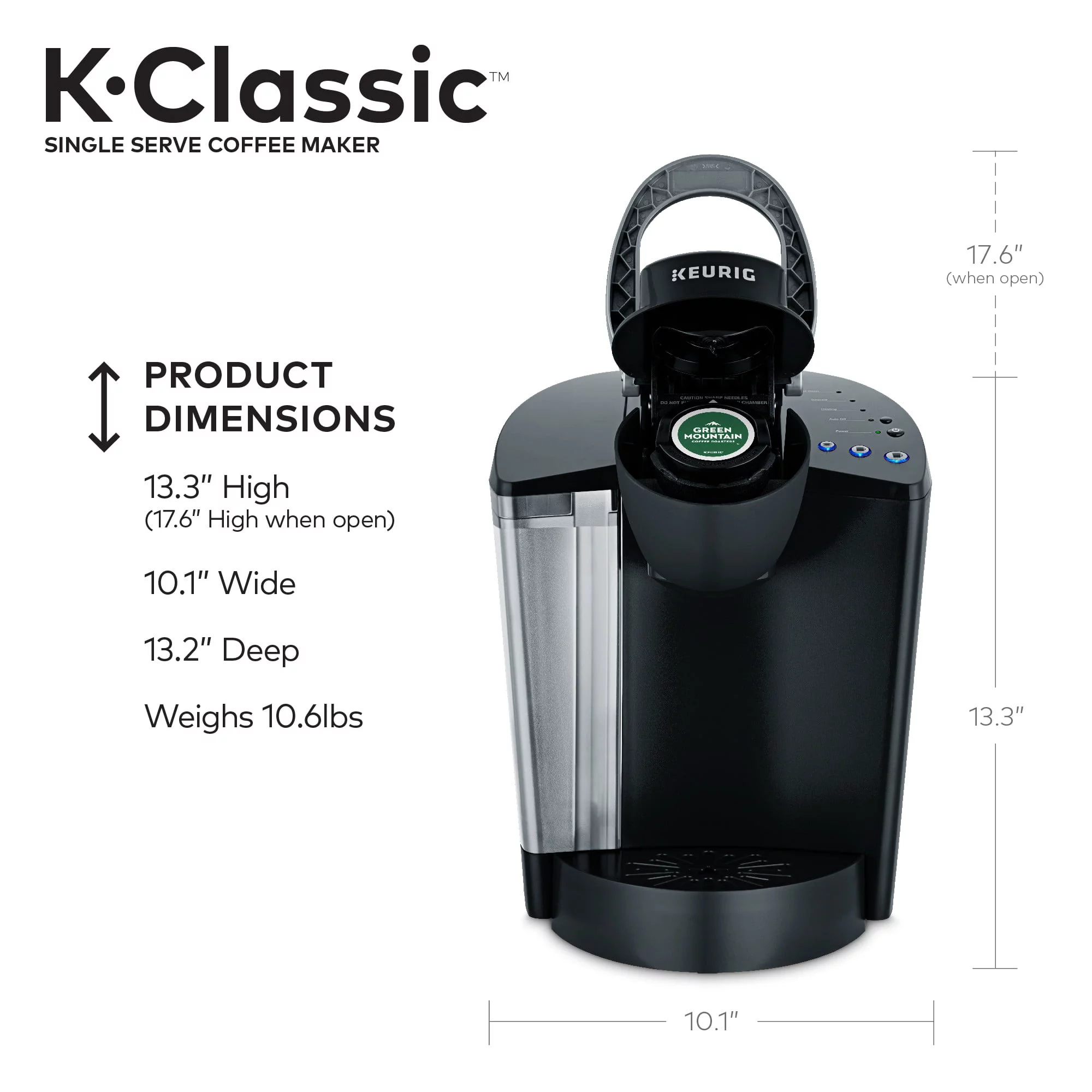 Keurig K-Classic Single Serve K-Cup Pod Coffee Maker， Black