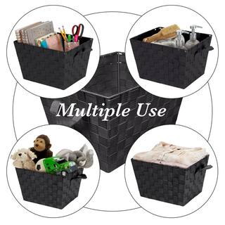 SIMPLIFY 12 in. H x 8 in. W x 10 in. D Black Fabric Cube Storage Bin 25092-BLACK