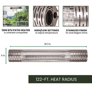 Hanover 30.7 in. 1500-Watt Infrared Electric Patio Heater with Remote Control in Silver HAN1031IC-SLV