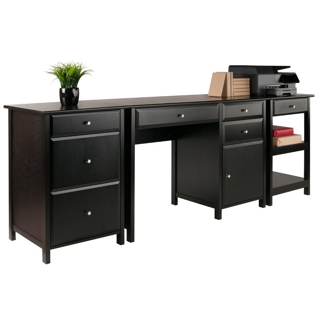 3pc Delta Home Office Set Black Winsome