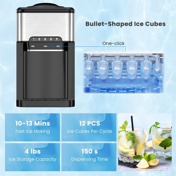 3-in-1 Water Cooler Dispenser with Built-in Ice Maker and 3 Temperature Settings-Silver - 11