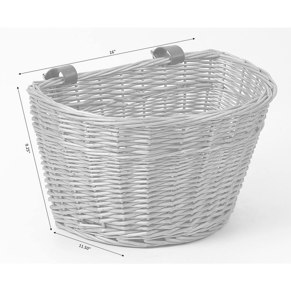 Vintiquewise Wicker Front Bike Basket with Faux Leather Straps QI003420